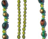 Bright Long Glass & Wood Bead necklace in Green