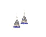 Nepali Mosaic Work Jhumka Earrings in Blue