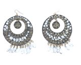 Nepali Stone Brass Bali Earrings in White