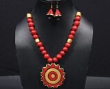 Terracotta Pendant Necklace and Earring Set