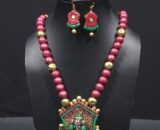Terracotta Pendant Necklace and Earring Set