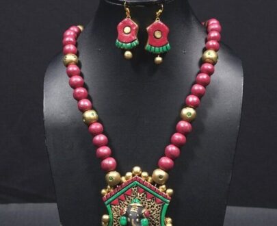 Terracotta Pendant Necklace and Earring Set