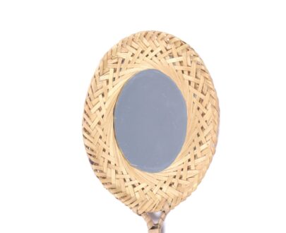 Eco-friendly handwoven bamboo mirror oval