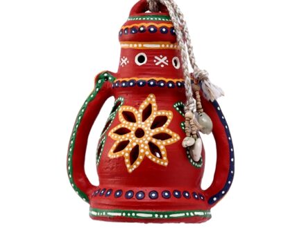 Earthen Hand Painted Lantern in Red