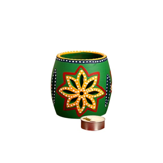 Terracotta Earthen Hand-Painted T Light Holder