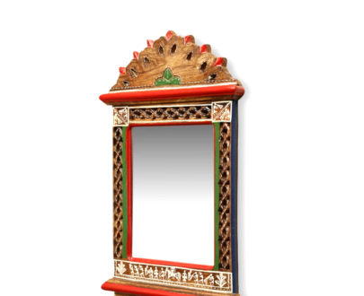 Hand Crafted Wooden Mirror With Warli Painting