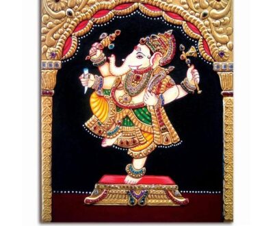 Grand Tanjore Ganesha Painting On Canvas