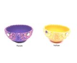 Pastel Painted Terracotta Diya - Purple-Yellow