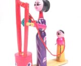 Channapatna Lady Drawing Water From Well in Purple