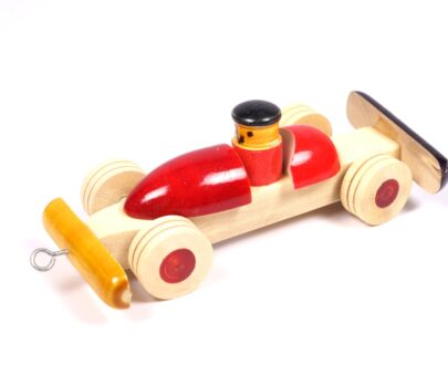 Channapatna Race Car Toy in Yellow and Red