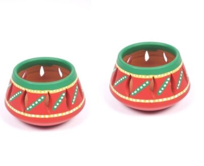 Terracotta Earthen Bright Small T lights - Set Of 2