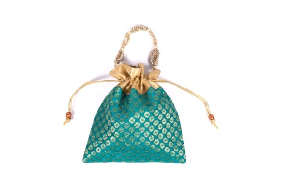 Designer Brocade Potli in Green