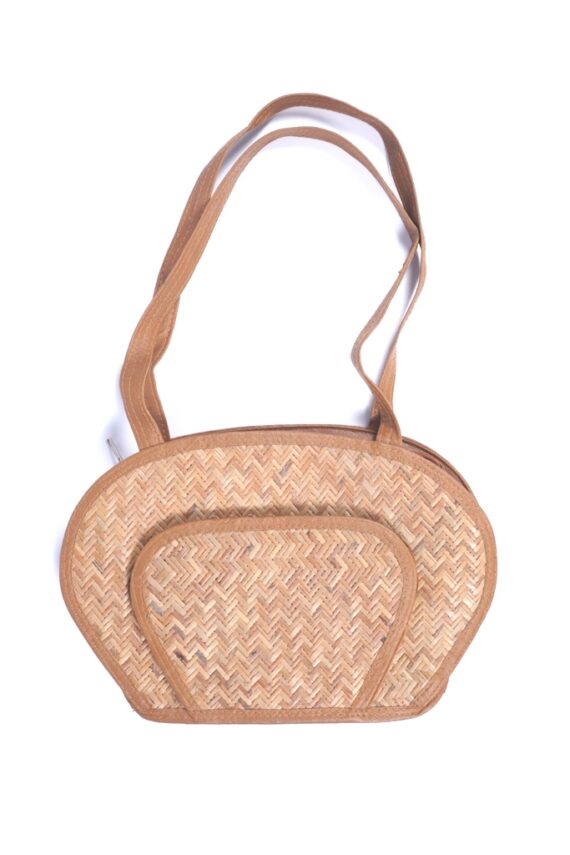 Bamboo Shoulder Bag With Inside And Outside Pouches