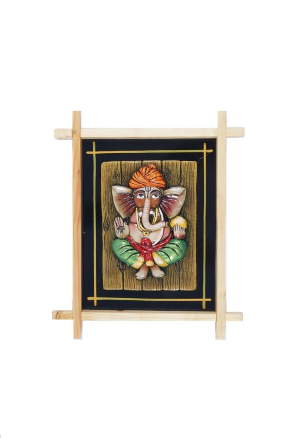 Terracotta Wood Frame - Ganesha