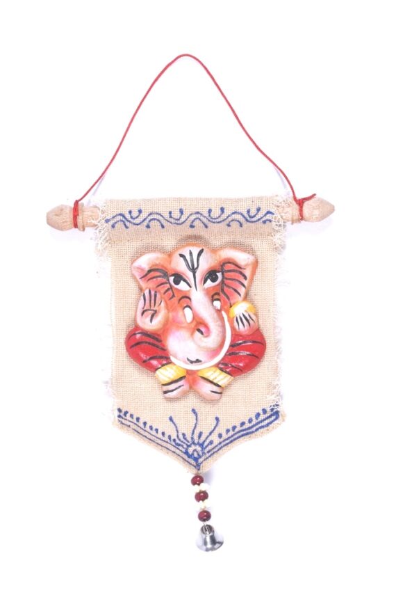 Cute Terracotta Ganesha Jute Hanging in Natural color