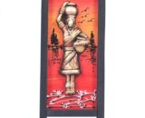 Terracotta Art on Black Wood Frame - Village Lady