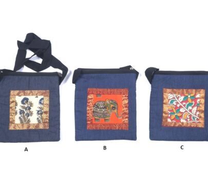 Stylish Denim Kalamkari Center Patch Sling