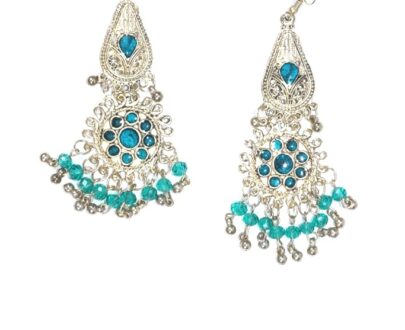 Afghani Metal Earrings in Blue