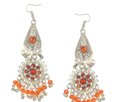 Afghani Metal Earrings in Orange