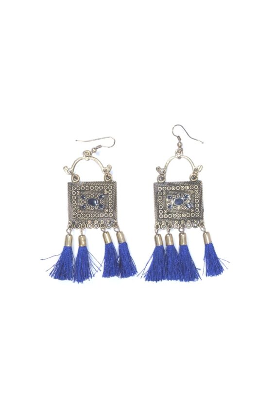 Designer Tassel Earring in Navy