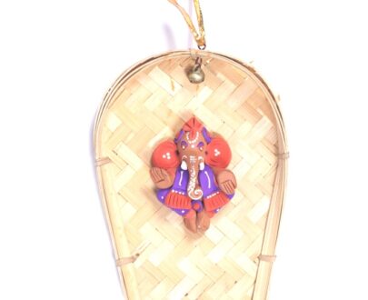 Cute Terracotta Ganesha Bamboo Wall Hangings