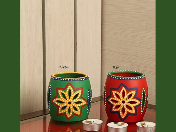 Terracotta Earthen Hand-Painted T Light Holder