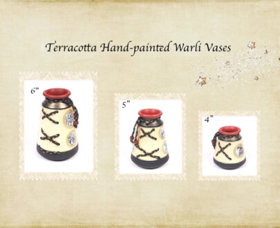 Terracotta hand painted Warli Vases in Gold