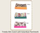 Trendy Silk Clutches with Kalamkari Patchwork - top