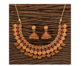 Antique South Indian Coin Necklace With Matte Gold Plating