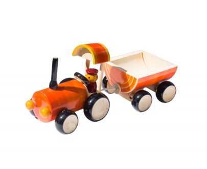 Channapatna Tractor Toy in Orange