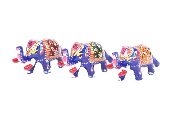 Hand Painted Meemakari Metal Mini Elephant(each)